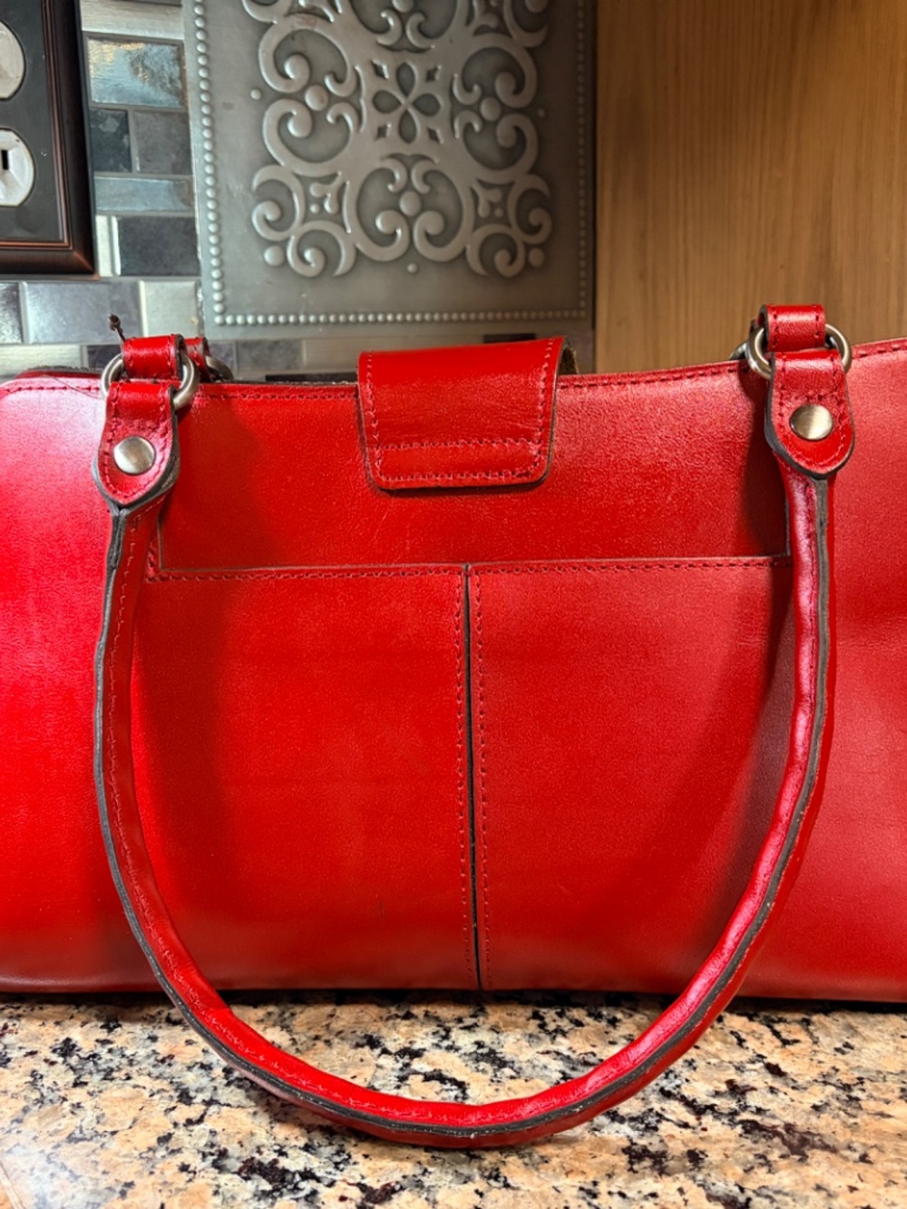 Patricia Nash Rienzo Tooled Red Leather Tote Satchel NWT - Picture 3 of 8